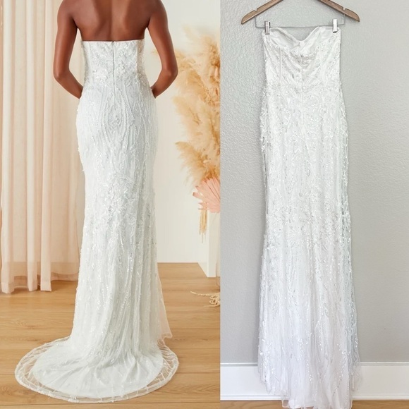 Profound Romance White Sequin Embroidered Bustier Maxi Dress - Picture 3 of 12